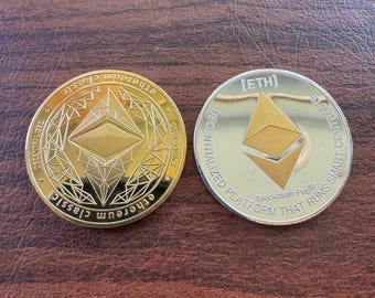 Ethereum Gold & Silver Collectible Coins - Cryptocurrency Souvenir, Crypto Investor Gift, Blockchain Token Replica, Limited Edition Coin Set