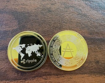 XRP Ripple & Cardano Gold Collectors Coins Set - Crypto Souvenir, Digital Currency Memorabilia, Gift for Blockchain Enthusiasts