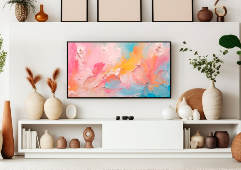 Textured Frame TV Art, Samsung Frame TV Art, Modern Abstract Oil