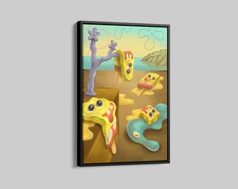 Squidward And Bob Painting Print, Abstract Wall Art, Squidward Canvas Poster, Modern 3D Canvas, Bold And Brash Canvas Print,Gift for Kids.