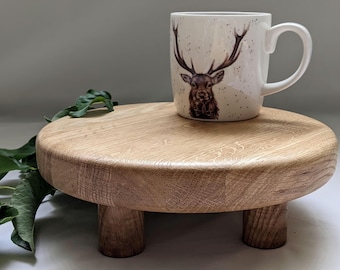 Large handmade raised wooden display stand. Made from reclaimed solid Oak wood.