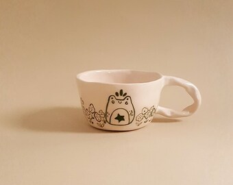 Handgefertigte Keramiktasse, Keramik-Kaffeetasse, süße Froschtasse, Teetasse, Kaffeetasse