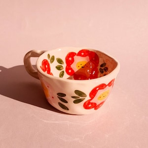 Handmade Ceramic Mug, Coffee Mug, Cute Mug, Flower Painted Mug, Tea Cup