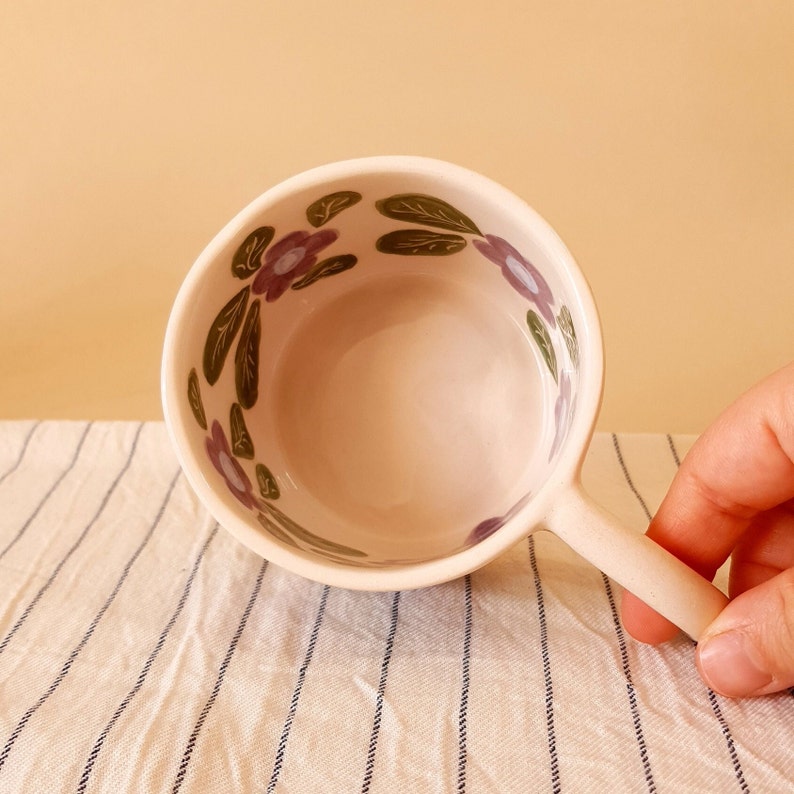 Handgemachte Kaffeetasse, handgemachte Keramik, Gänseblümchen-Muster-Tasse, handgemachte Teetasse Bild 4