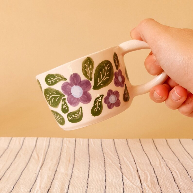 Handgemachte Kaffeetasse, handgemachte Keramik, Gänseblümchen-Muster-Tasse, handgemachte Teetasse Bild 7