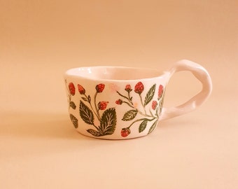 Handmade Ceramic Strawberry Field Mug