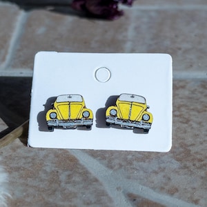 VW Käfer Typ 1 Beetle Bug Car wooden stud earrings handmade jewelry