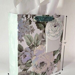 13.8 Inch Large Blue Floral Gift Bag Set - Includes Card, Tissue, Ribbon - View #5