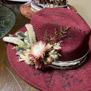 Earthen Rose —custom Burned Floral Fedora - Etsy display picture 3
