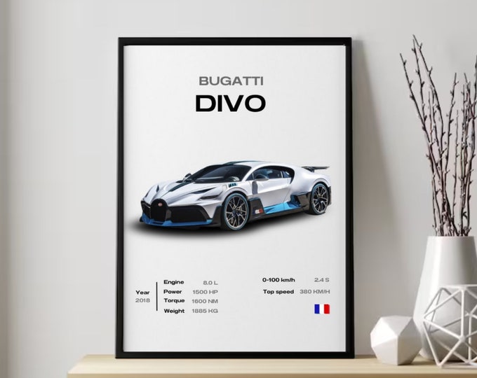 Autocollant Mural Bugatti Divo Coccinelle - Décoration 3D Amovible Pour Chambre