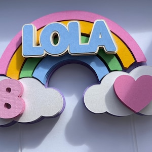 Personalised Rainbow Cake Topper and Decoration