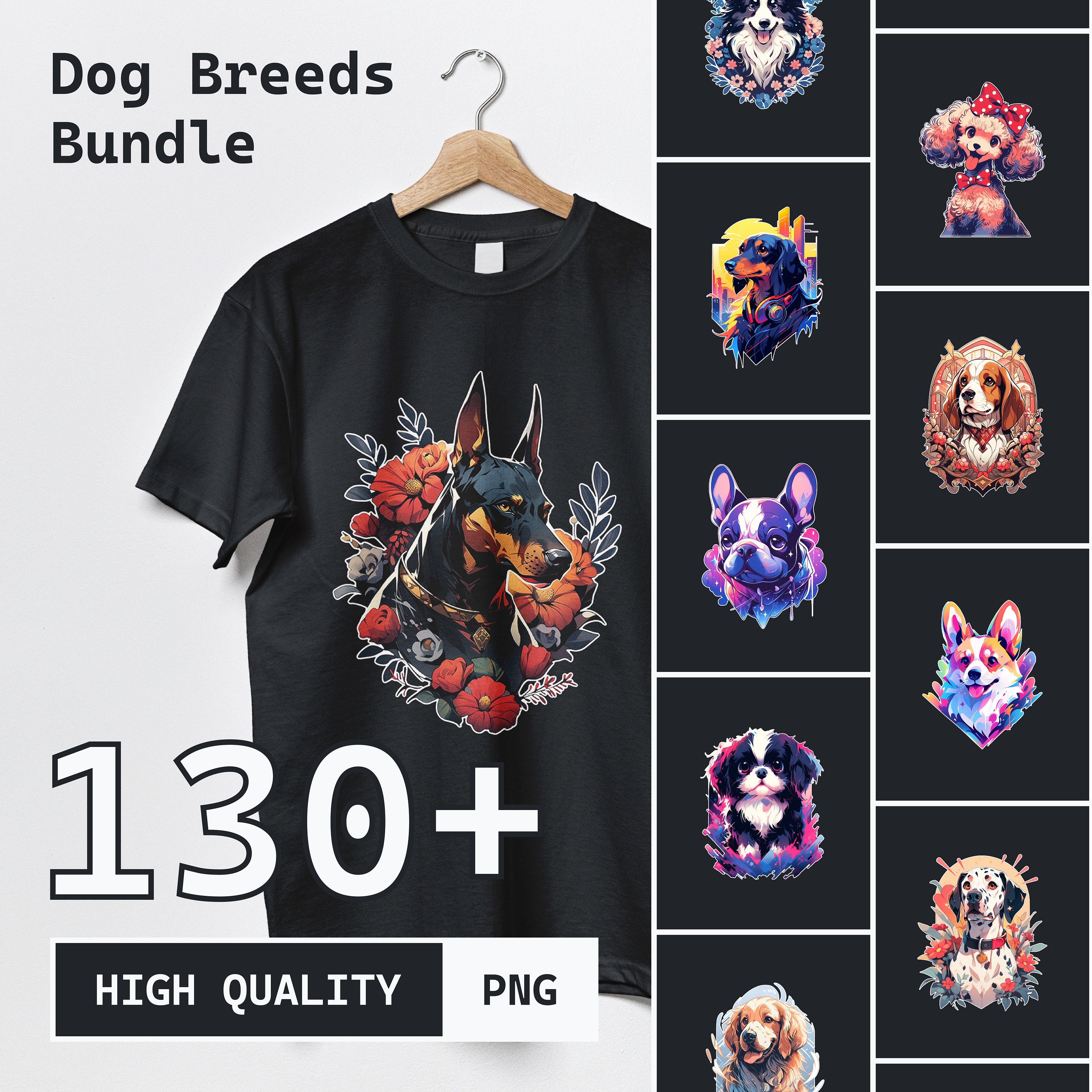 Dog Breeds Tshirt Design Bundle White Outlined Highquality PNG Google