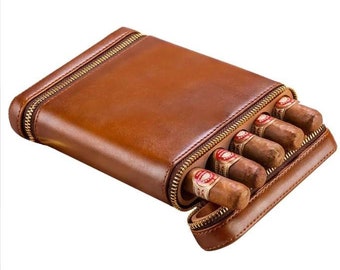 Luxury Cigar Travel Case Humidor, Cigar Aficionado Gift, Husband Gift, Father's Day Gift, Cedarwood, Personalize Gift, Groomsman Gift