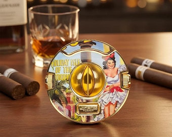 V-Cut Cigar Cutter – Spring-Loaded Punch Tool, Groomsmen Gift, Gift for Him