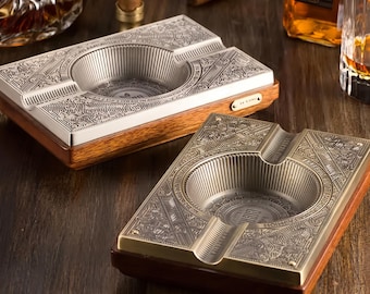 Large Cigar Ashtray – Vintage Tabletop Design, Man Cave Decor, Gift for Him