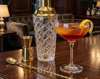 Embossed Glass Cocktail Shaker Set with Jigger and Spoon – Home Bar Tools