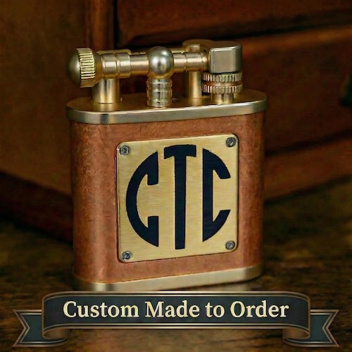 Cigar Lighter Personalized – Custom Engraved Luxury Vintage Design, Groomsmen & Christmas Gift, 7th Anniversary Gift Copper Brass, Butane