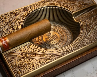 Cigar Ashtray Large – Vintage Tabletop Design, Man Cave Decor, Gift for Him