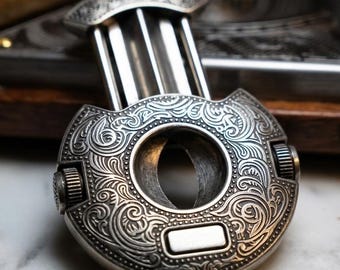 Cigar Cutter V-Cutter with Punch Tool, Premium Cigar Accessory, Vintage Design, Christmas Gift, Gift for Him, Stainless Steel