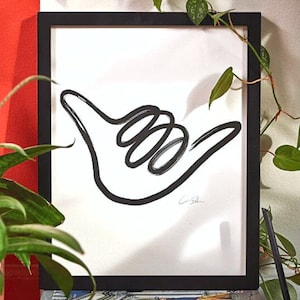 Shaka Hang Loose Hand Sign Download Minimal Aloha Wall Art Printable Gallery Wall Modern Kids Room Surfer Art Right On Take it Easy Print