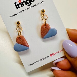 Blue Reflective Heart Earrings - Acrylic & Stainless Steel, Fashion Lover Style For Women & Girls 8 thumbnail image