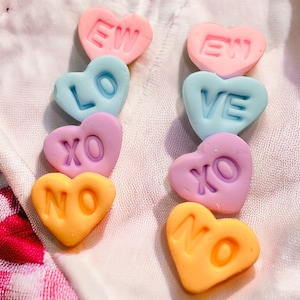 Conversation Heart Earrings: Pastel Polymer Clay Sweet Jewelry