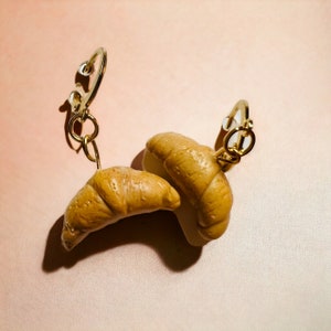 Croissant Earrings: Handmade Polymer Clay Miniature Food Jewelry