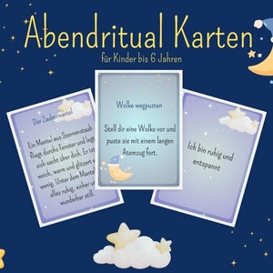 Tarjetas de buenas noches para niños de hasta 6 años: cuentos, ejercicios de respiración y afirmaciones para conciliar el sueño | PDF para imprimir