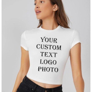 Custom Retro Crop Top, Personalized Design Cropped Shirt, College Letters Women Crop Top, Custom Retro Crop Top, Custom Text Cropped T-Shirt