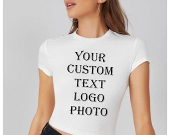 Custom Retro Crop Top, Personalized Text Cropped T-Shirt