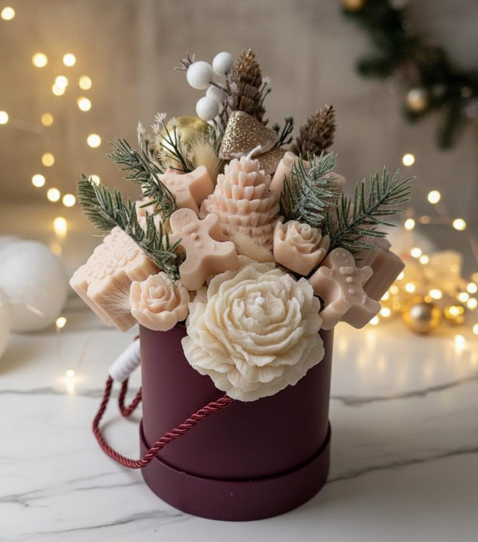 Christmas Candle Bouquet,flowers Gift, Handmade Soy Wax Candles, Home ...
