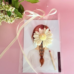 Cartolina con candela / regalo / candele profumate / candele a forma di margherita