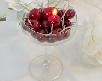 Candela alla ciliegia / Mini candela in cera d'api / Candela a forma di torta / Candela decorativa a forma di frutta / Candela di compleanno