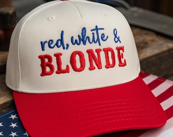 Casquette trucker rouge blanche et blonde brodée : snapback Fourth of July