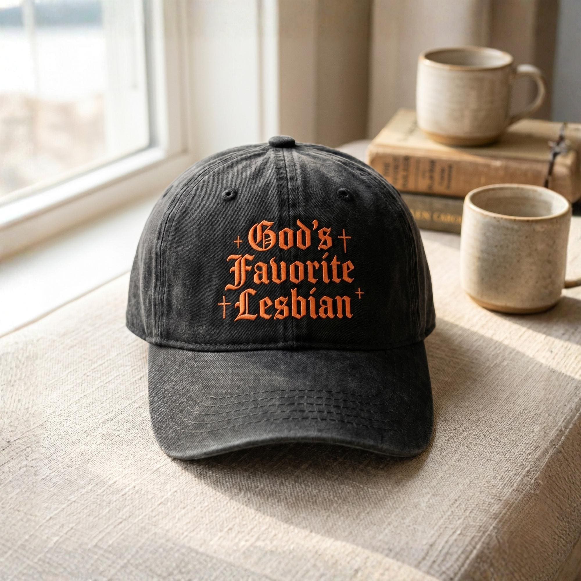 Embroidered God's Favorite Lesbian Hat, Sapphic Queer Weirdcore