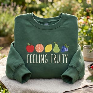 Embroidered Feeling Fruity Sweatshirt, Strawberry Pride Graphic Top, Kawaii Queer Apparel