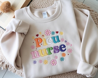 小児集中治療室（PICU）看護師刺繍入りスウェットシャツ