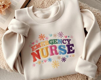 Emergency Nurse Embroidered Sweatshirt, ER Nurse Gift