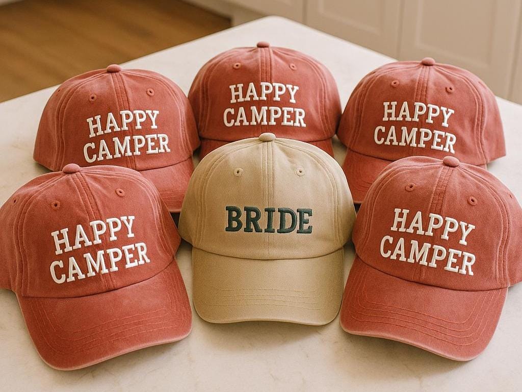 Happy Camper And Mrs Embroidered Baseball Cap Set Happy Camper Cap – Smoochie main image 4