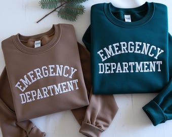 Emergency Department Embroidered Sweatshirt, ER Nurse Gift