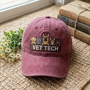 Embroidered Vet Tech Hat, Animal Care Office Cap, Veterinary Receptionist Gift