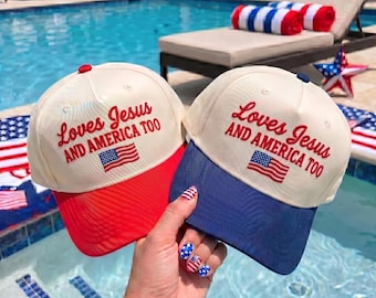 She Loves Jesus & America Too Hat: Embroidered Cotton Cap