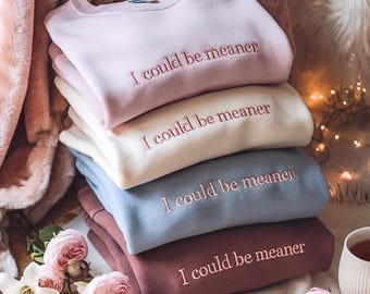 Embroidered Sweatshirt: I Could Be Meaner, Spicy Attitude Shirt