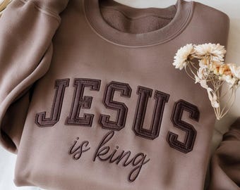 Embroidered Jesus Is King Shirt: Minimalist Christian Apparel