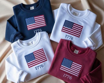 Sudadera con la bandera de EE. UU. bordada: Camiseta patriótica estadounidense