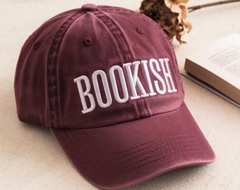 Embroidered Bookish Hat, Cotton Bookworm Cap