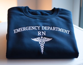 ER Nurse Embroidered Crewneck Sweatshirt, Emergency Department RN Gift