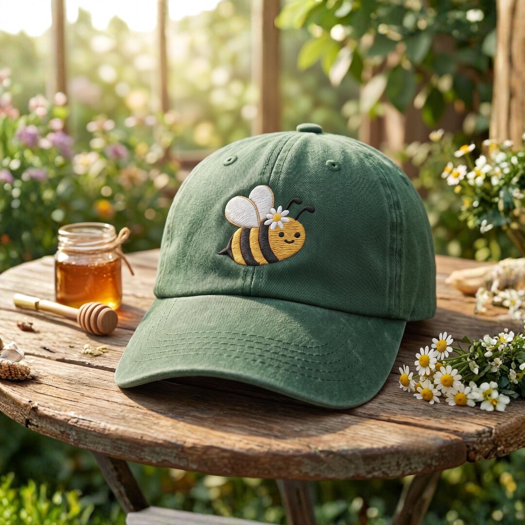 Embroidered Bee Hat: Unisex Washed Baseball Cap - Etsy
