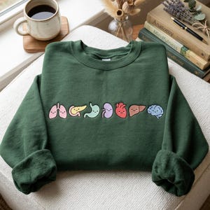 Embroidered Organ Friends Sweatshirt, Minimalist Monoline Crewneck, Healthcare Gift