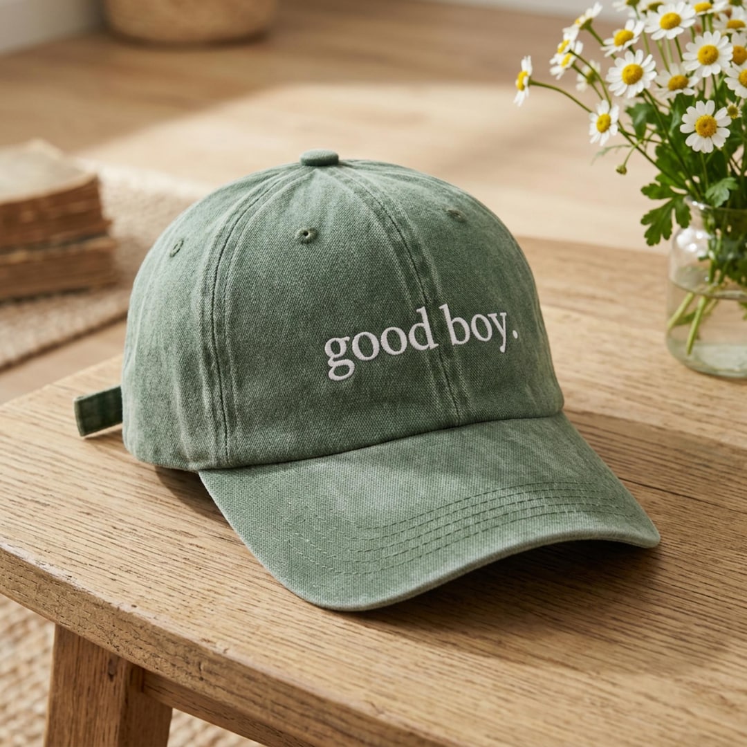 Embroidered Good Boy Washed Hat